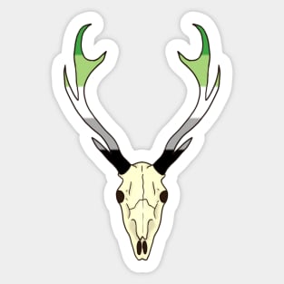 Aromantic Pride Deer Skull Sticker